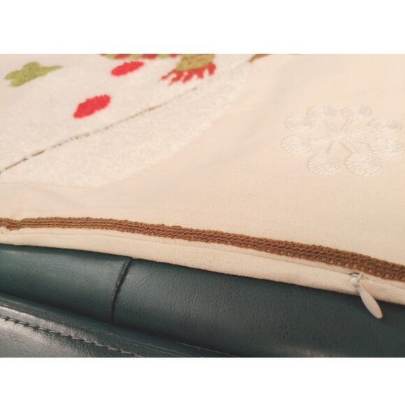 Snowman Pillow Cover Christmas Decor Embroidered Holiday Xmas Accent Throw Case - Picture 11 of 11